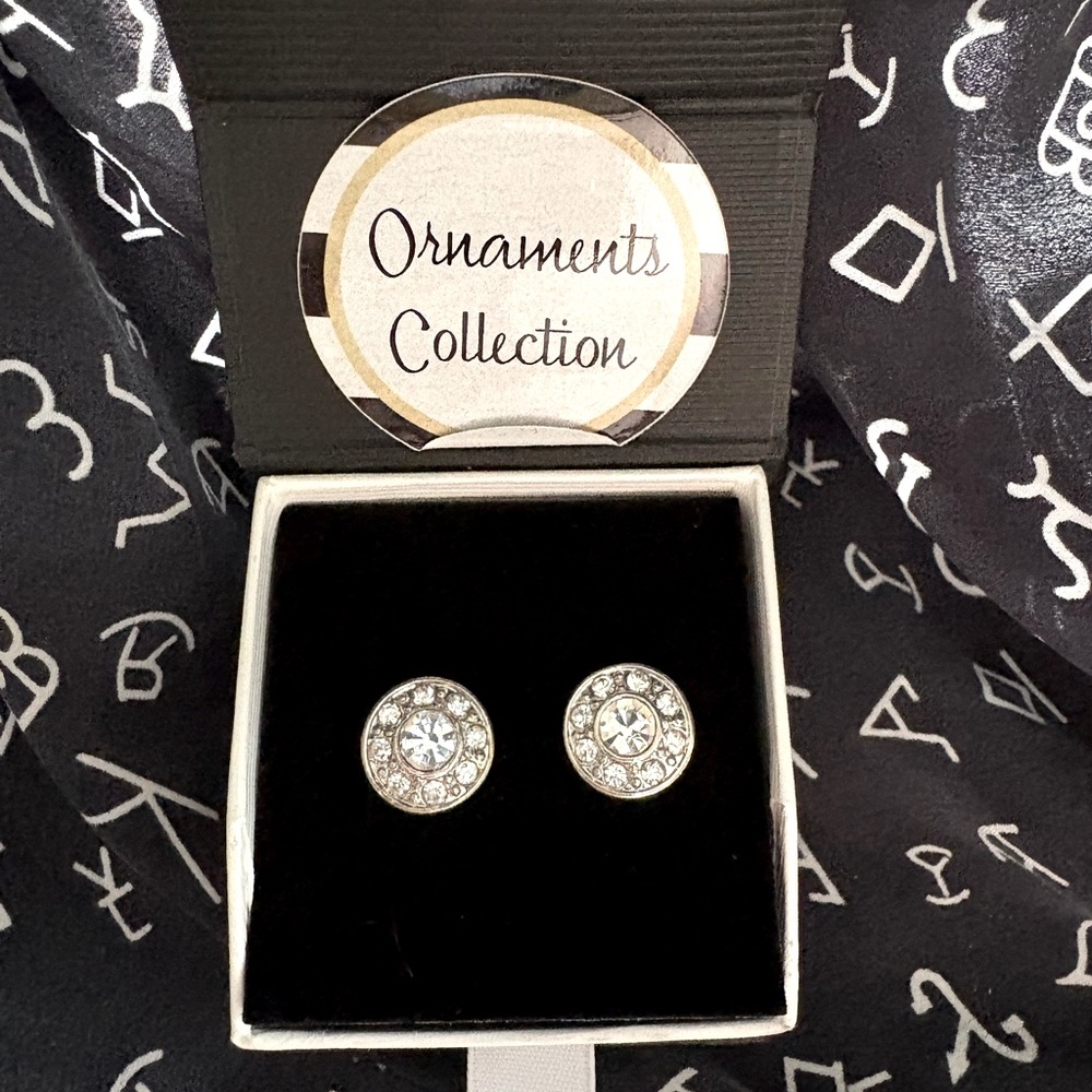 Silver and White Crystal Earrings